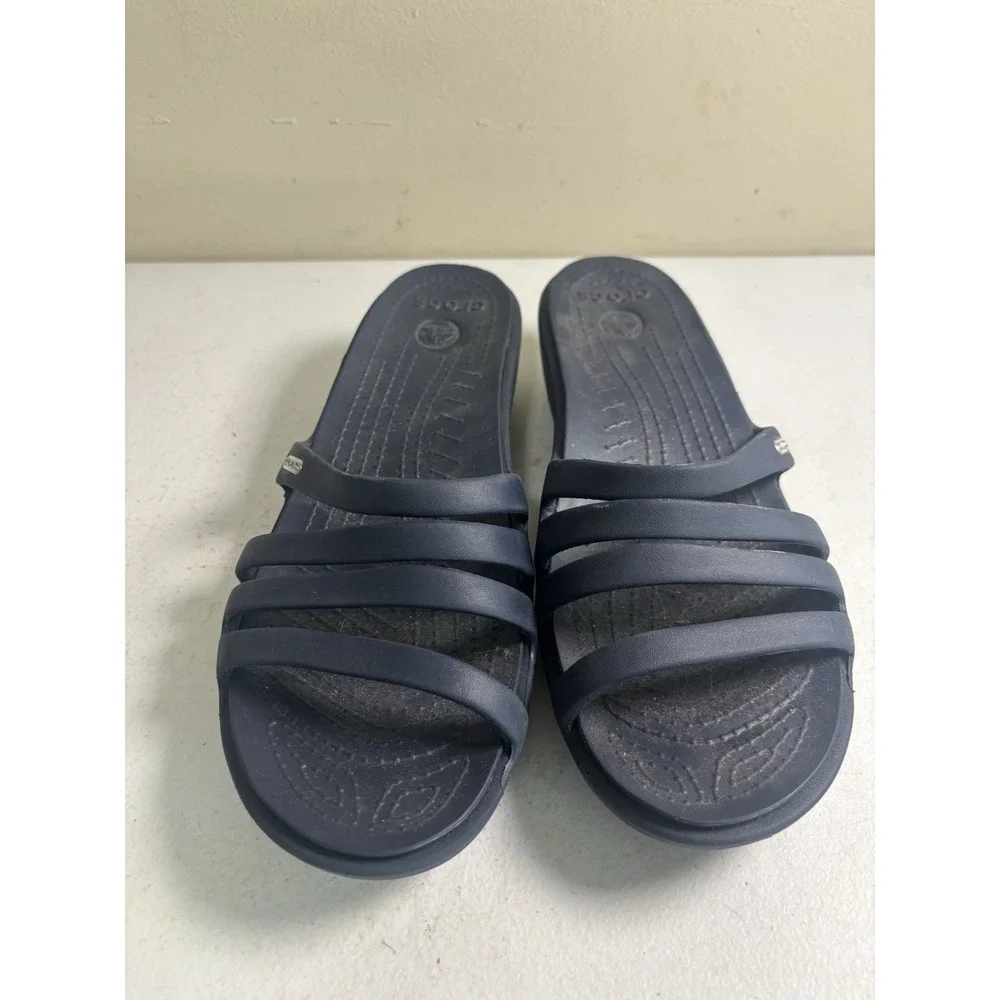 Crocs Rhonda Wedge Pump Women's Slides Sandals Slip On Comfort Navy Size 11